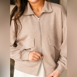 NWOT Varley Garcia Brown Marl Zip Up Jacket Small